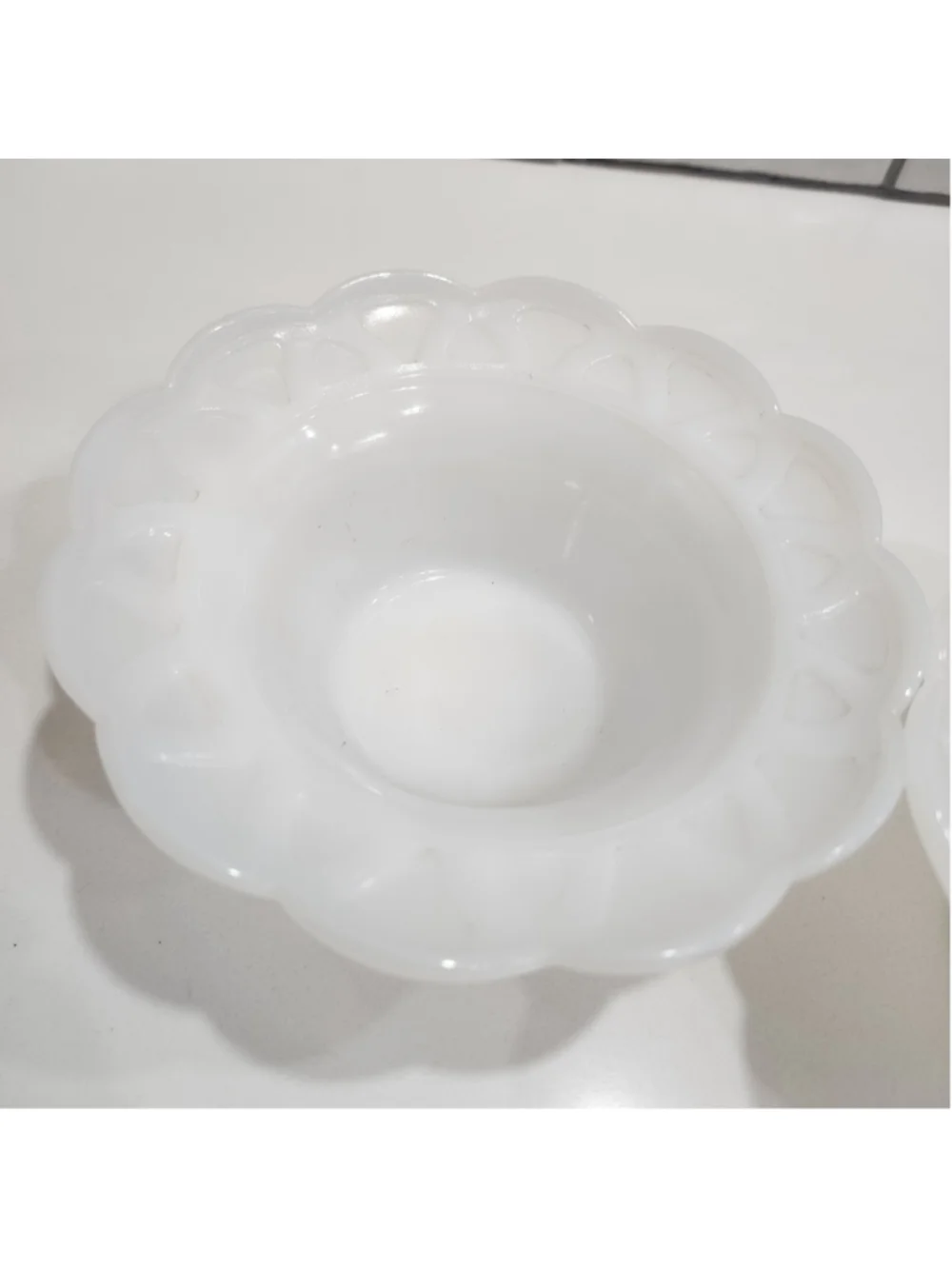 Anchor Hocking Old Colony Milk Glass Pedestal Dessert Bowls Set of 2